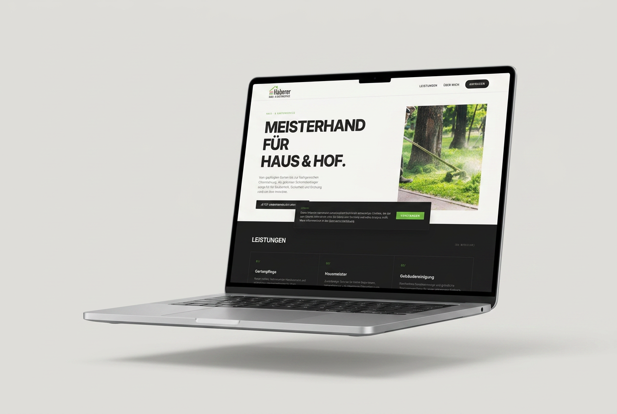 Website von Haberer Haus- & Gartenservice auf einem Laptop