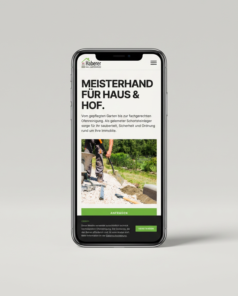 iPhone-Ansicht der Website von Haberer Haus- & Gartenservice